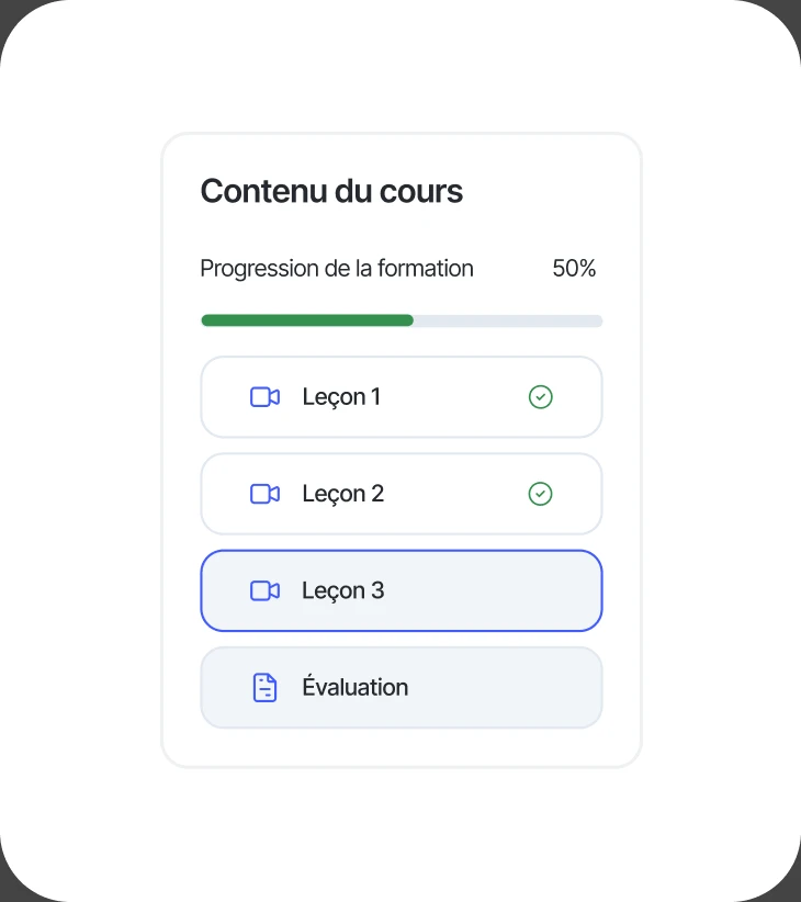 Contenu d'un cours dans Sesame Learning