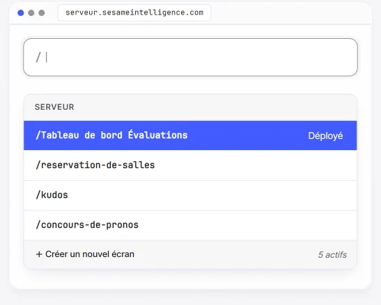 Liste des tâches du déploiement qui se cochent : serveur, base de données, connexion à Sesame et publication